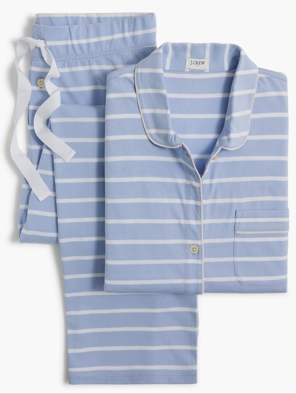J. Crew Women's 100% Cotton Light Blue & White Striped Pajama Set